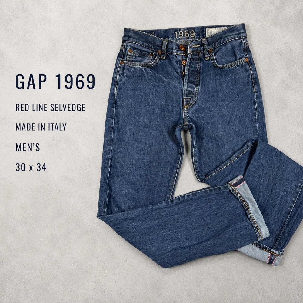 Gap 1969 Red Line Selvedge Jeans Mens 30x34 Made in Italy (28x32 Actual)